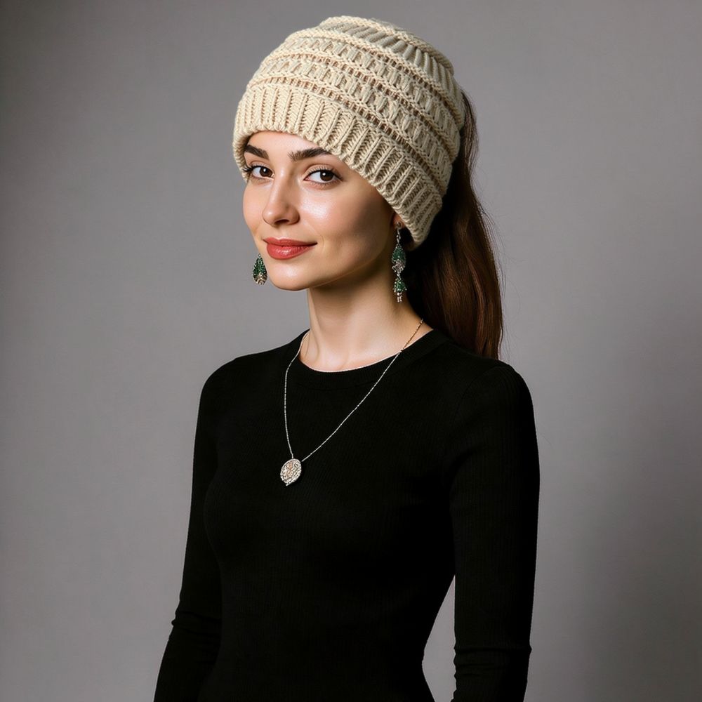 Fleece Ear Warmer Band - Jesienno-zimowa dzianinowa opaska na głowę, damska,