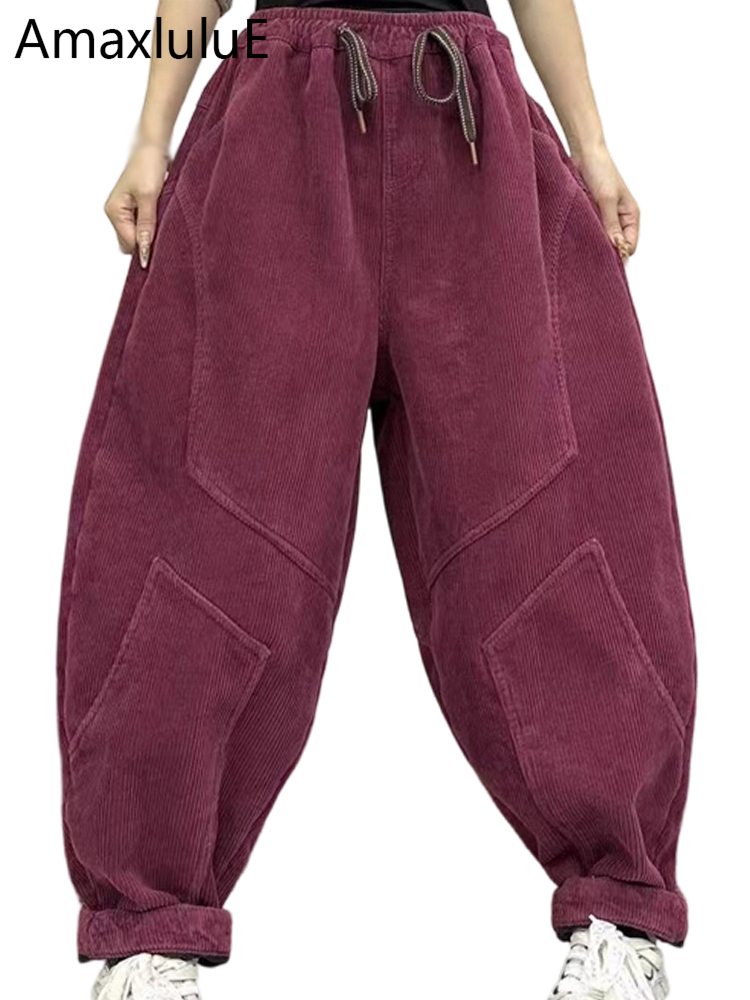 Corduroy Pant Warm - Amax LuluE Design Zimowe Damskie Modne