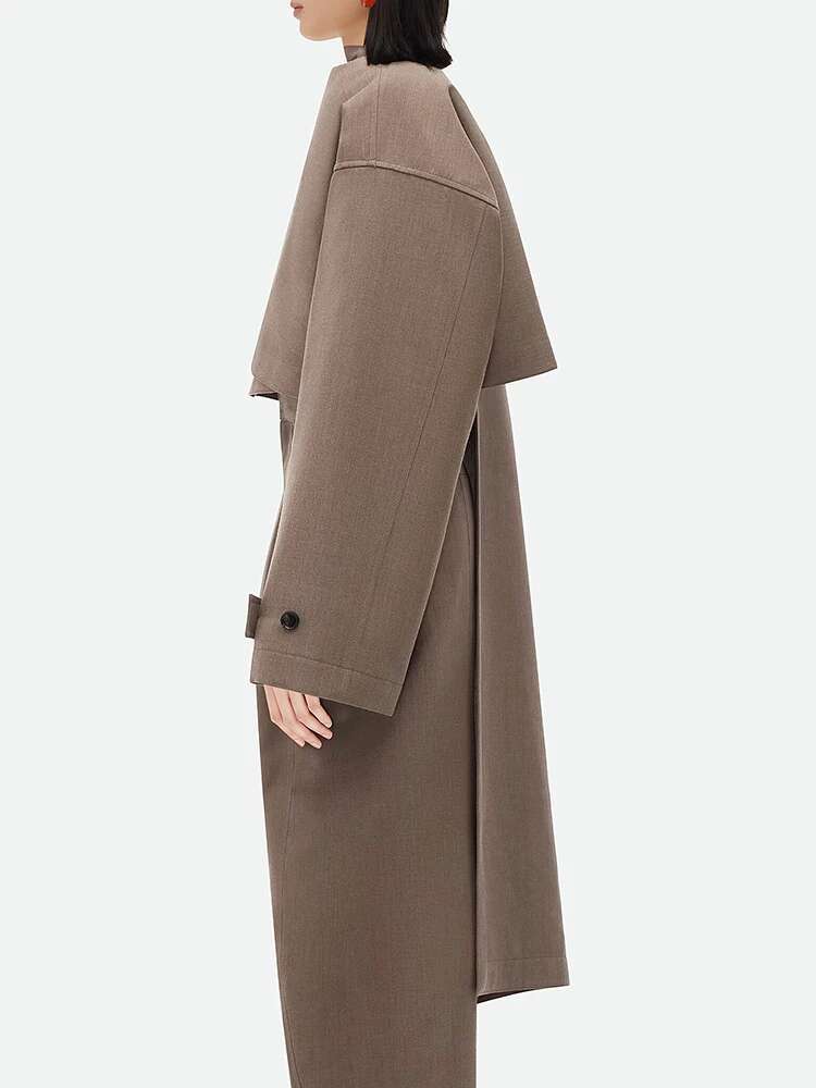 BJTZ Solid Patchwork Button Ch – Wool Coat Peacoat recenzja i cena